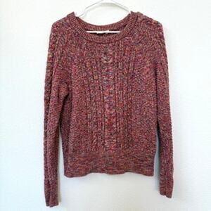 GAP Cable Knit Crewneck Sweater Multicolor Cotton Medium Fall Cozycore